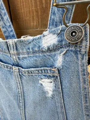 Anthropologie Paige Noella Distressed Jean Overalls Sz 25 #Boho #grunge #hippie thumbnail 4
