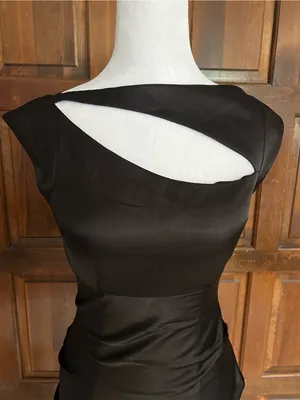 Hailey Logan Adrianna Papell Black Satin‎ Cutout Ruched Prom Party Dress Sz 3/4 thumbnail 4