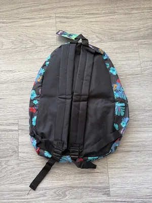 Disney Black Backpack with Blue Stitch and Red Floral Accents thumbnail 7