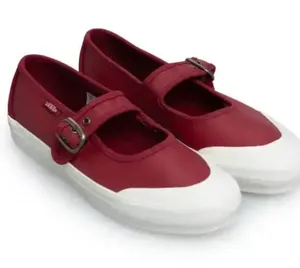 NEW VANS Leather Mary Jane Shoe Bordeaux / Red / Burgundy M-6.5 W -8 thumbnail 1