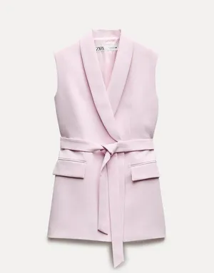 NWT Pink ZW COLLECTION TIED BELTED VEST. Size Medium thumbnail 13