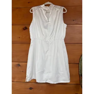 NWT Lulus Classic Elegance White Satin Sleeveless Mock Neck Mini Dress Size M thumbnail 5