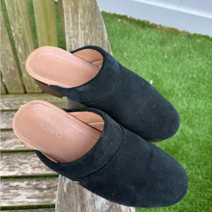 Vionic Kacie Suede Black‎ Leather Clogs Mules Size 9 T thumbnail 4