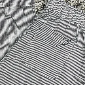 Nautical Striped Black White Wide Leg Baggy Pants Pull On Elastic Waist Pockets thumbnail 6