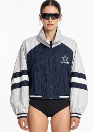 Vintage Locker Line Dallas Cowboys Windbreaker Jacket Navy White L NFL thumbnail 1