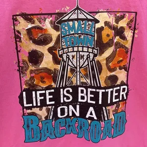 Gildan Womens medium pink short sleeve “Life is better on a backroads” tee thumbnail 3