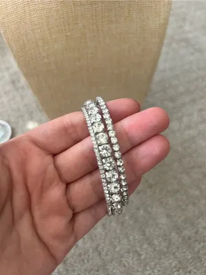 Mango Silver Crystal Bracelet Trio - White thumbnail 3