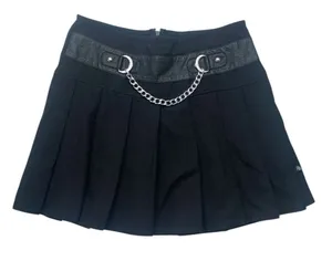 Tripp Royal Bones size medium black pleated mini skirt silver chain emo goth thumbnail 1