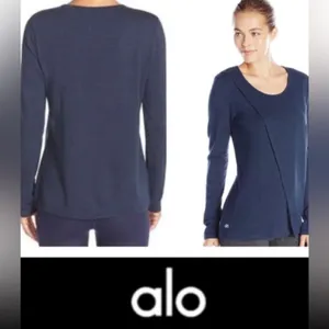 Alo Kira long sleeve Draped front Top Athleisure Sporty Comfy Size Medium thumbnail 3