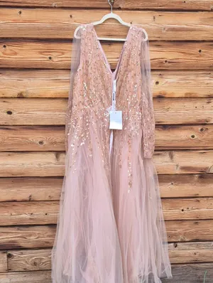 NWT Mac DUGGAL 20295 Embellished V Neck Long Sleeve A Line Gown Size 24 thumbnail 12