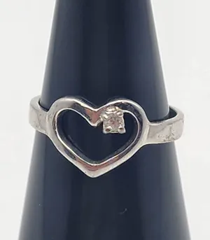 14K White Gold Plated Heart & CZ Ring (5) thumbnail 1