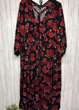 Womens Size 2 2X Torrid Midi Neck Tie Floral Dress NWT thumbnail 6