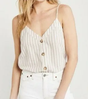 ✨Abercrombie Striped Linen Button Front Sz Large Tank✨ thumbnail 1