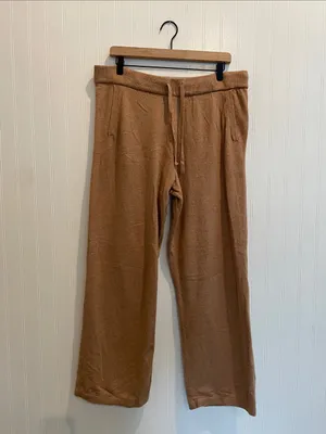 GAP Softest Sweater Sweats Pants Pull On Wide Leg in Camel Tan Size L thumbnail 2