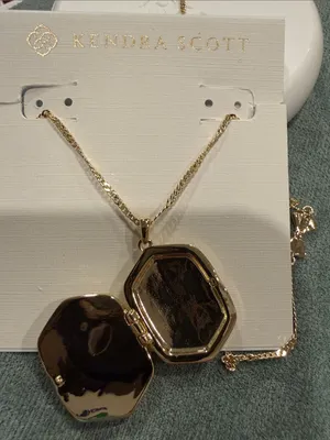 Kendra Scott x LoveShackFancy | Gold Plated Pink Flower Locket Pendant Necklace thumbnail 2
