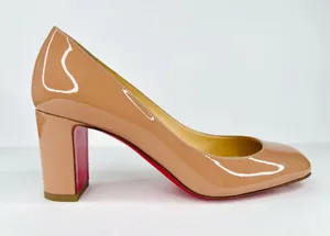 Christian Louboutin Cadrilla 70mm Block Heel Nude Patent Leather Pumps EU 36.5 thumbnail 1