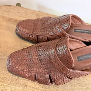 Larry Stuart Brown Woven Leather Huarache Mule Slides 9.5 M Handcrafted Brazil thumbnail 6