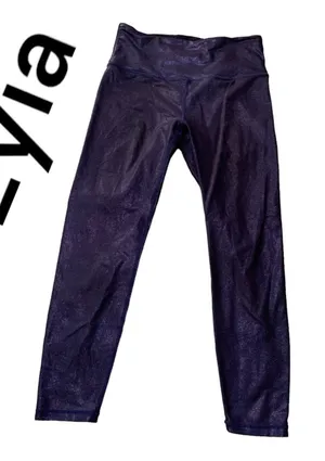 Zyia active blue metallic womens medium 8 10 crop leggings sparkle glitter gym l thumbnail 1