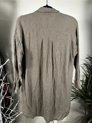 N177. Zara Taupe-Gray Long-Sleeve Casual Button-Down Shirt thumbnail 3