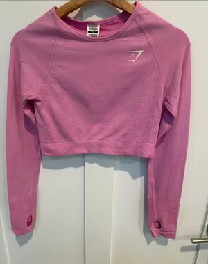 Gymshark Pink Long Sleeve Crop Top thumbnail 1