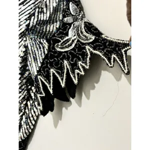 Vtg Scala Beaded Sequin Top Black Silver Embellished Blouse Size Large thumbnail 5