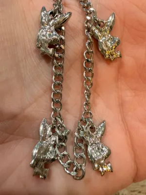 Playboy Bunny Necklace Masthead Logo Rhinestone Sparkly Jeweled Rabbit y2k 2000s thumbnail 5