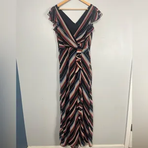 Lauren Ralph Lauren Womens Blanket Stripe Georgette Gown black Size 8 thumbnail 3