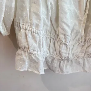 ABLE White Swiss Dot Smocked Waist Blouse Puff‎ Sleeve Cotton Top 1X thumbnail 2