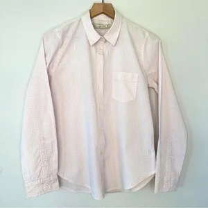 Abercrombie & Fitch Icon Button up Shirt Peach/Pink White Check Sz M Preppy Twee thumbnail 1