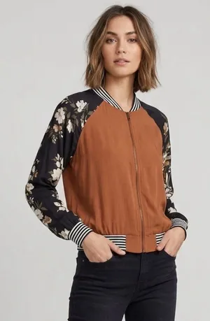 Anthropologie Saltwater Luxe Los Angeles Floral Silky Bomber size small thumbnail 1