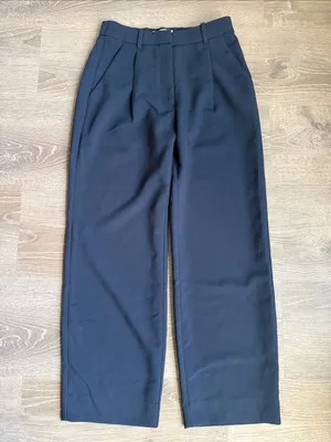NWT Abercrombie & Fitch Tailored Relaxed Straight Pant in Navy Blue thumbnail 3