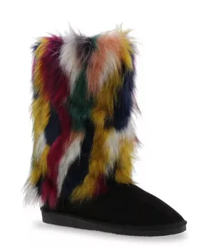 Bellini Hype Faux Fur Boots Rainbow Festival Y2K Statement Winter‎ Women's 8.5 thumbnail 1