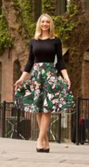 H&M patterned scuba skirt medium floral thumbnail 1