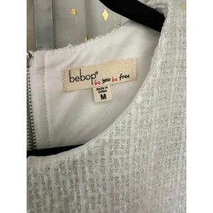 BeBop Women's Off-White Textured Tweed Pearl-Buttoned Pockets Mini Dress M thumbnail 4
