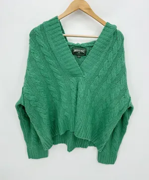 American Eagle Sweater Women Small Kelly Green Fisherman‎ Hoodie Boxy Oversized thumbnail 1