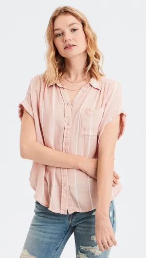 American Eagle Outfitters Pink Button Down Shirt thumbnail 1