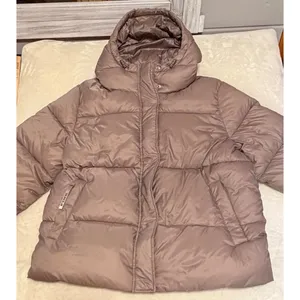 Victoria's Secret PINK Marshmallow Puffer Jacket Taupe Hooded Coat Large thumbnail 5