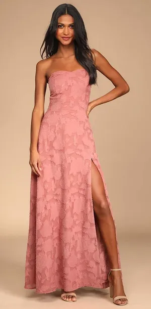 Lulus Garden of Romance Rusty Rose Burnout Maxi Dress Gala Cruise - Large thumbnail 1