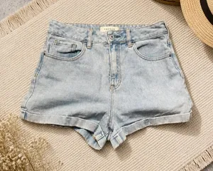 Pacsun Mom Shorts Womens 28 Blue Light Wash Denim Cotton Hi-Rise Zip Fly Button thumbnail 1