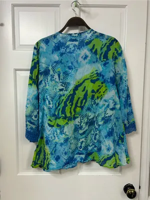Jones New York Blue & Lime Crochet-Trim Tunic thumbnail 2