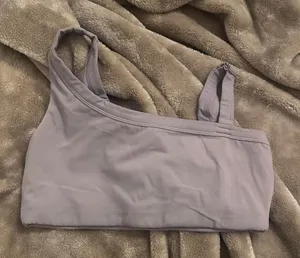 Grey Purple vitality cloud II asymmetrical sports bra thumbnail 1