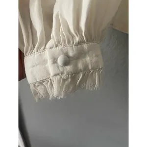 ALEXIS "KLEIN" WHITE SILK RUFFLE CHOKER BLOUSE TOP thumbnail 7