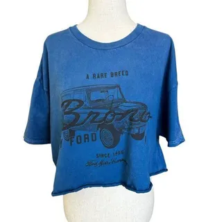 Ford Blue Graphic Printed Crop T-shirt Women Size XL | 6-6 thumbnail 1