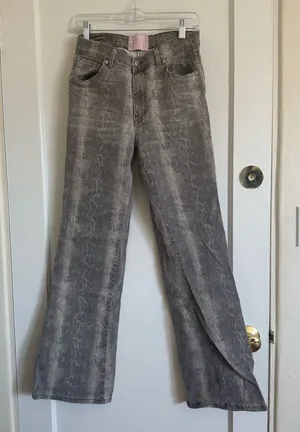 REVICE Gray Snake-Print Wide Leg Jeans thumbnail 1