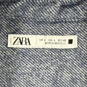 ZARA Men's L Blue‎ Herringbone CPO Button Front Shirt Jacket Shacket thumbnail 4