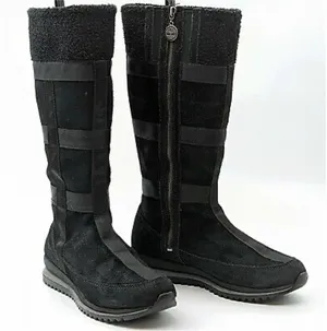 Timberland Women Vintage 90s Y2K Black Genuine Leather Tall Lug sole Boots thumbnail 1