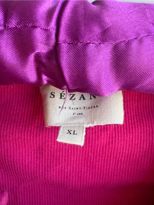 Sezane Fuchsia Short Sleeve Ribbed Polo Top thumbnail 4