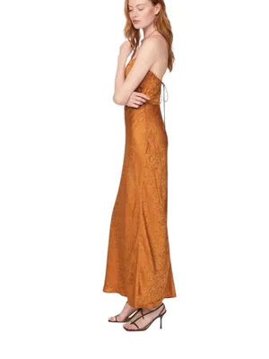 Jason Wu- Jacquard Slip Maxi Dress in Burnt Orange Size 8 thumbnail 3
