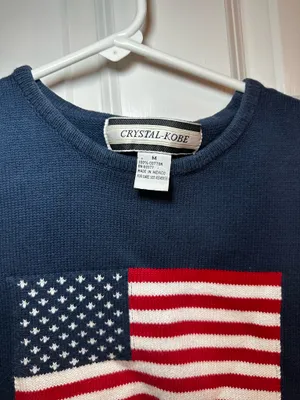 Vintage American Flag Sweater Blue Size M thumbnail 4