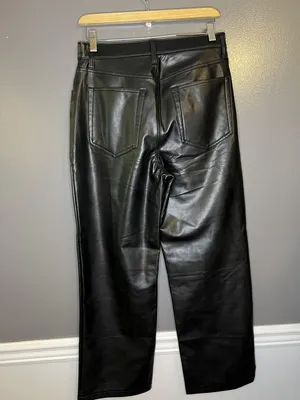Abercrombie & Fitch Curve Love 90s Relaxed Jeans Womens 10S Black Faux Leather thumbnail 4